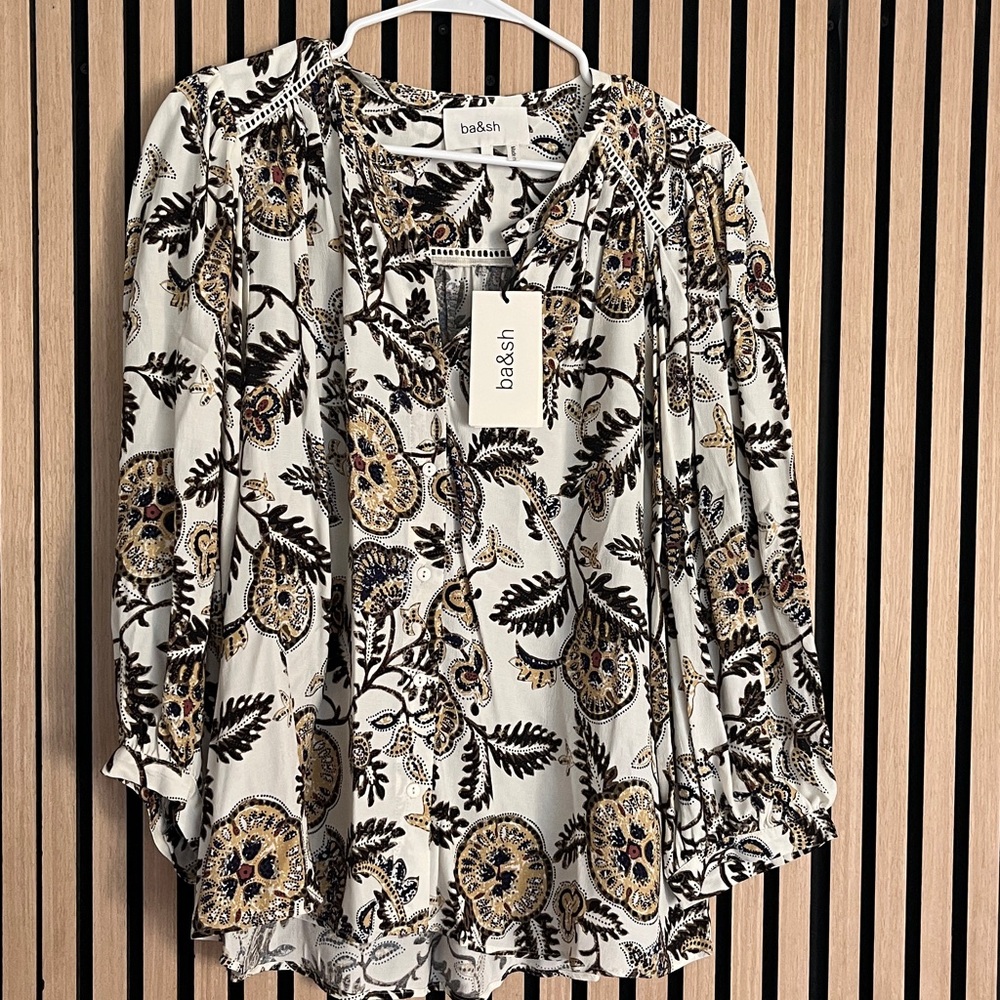 Ba&sh Women's Floral Blouse - Black and Cream